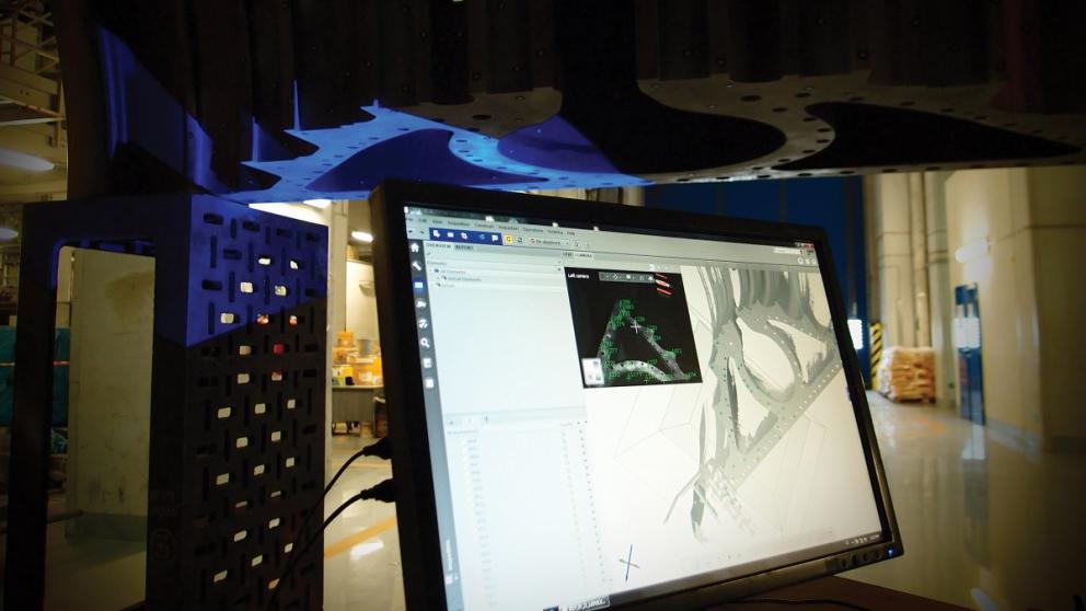 3D optická digitalizace součásti parní turbíny